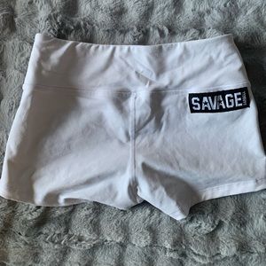 Savage barbell white shorts
